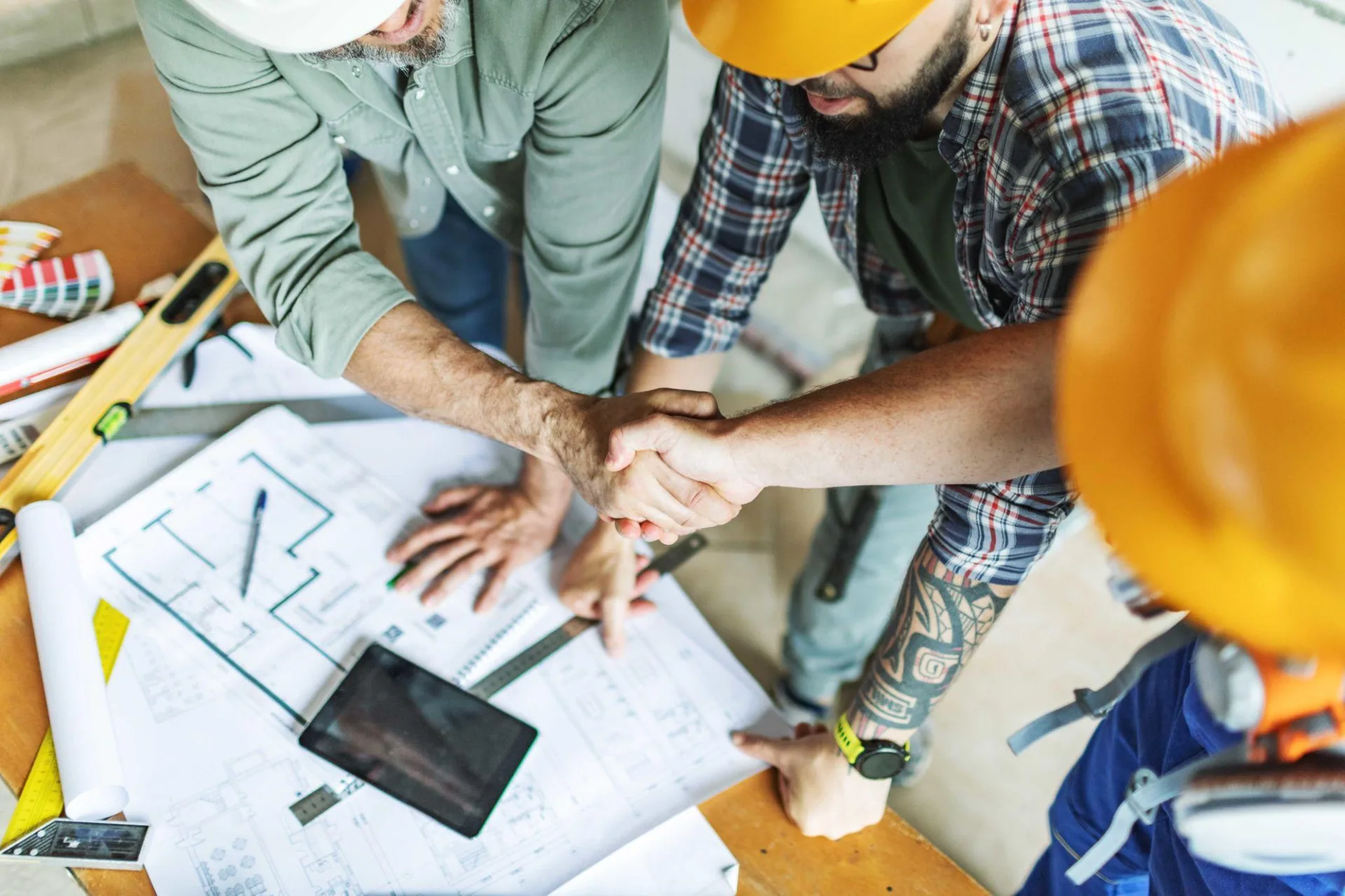 Construction professionals planning a project