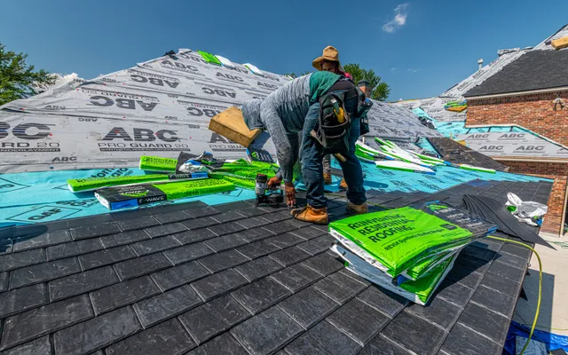 Roofer working on a home-service job for North Bay local SEO.