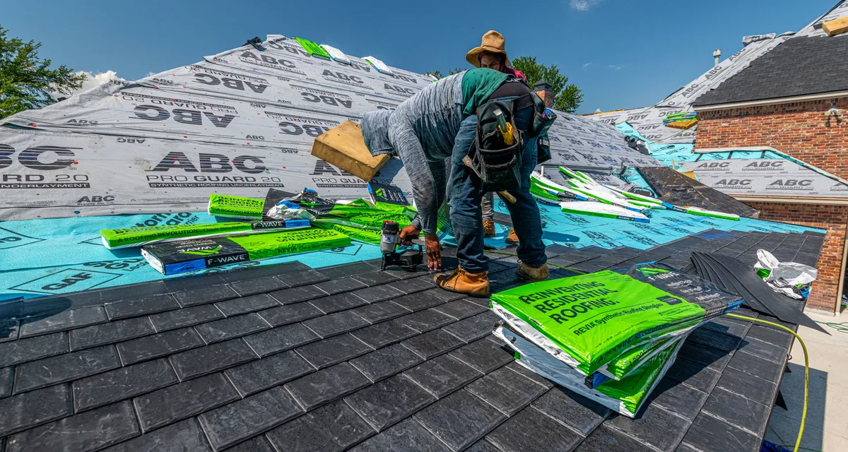 Roofer working on a home-service job for North Bay local SEO.