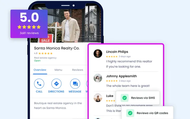Review management and Google Business Profile activity for local SEO.