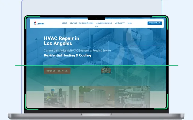 SEO website preview on a laptop for contractor website pages.